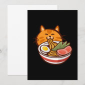 Kat Eating Ramen Japan Kitten Kat Pet Animal Gif Kaart (Voorkant / Achterkant)