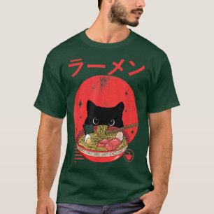 Kat Eating Ramen Japans geluid Kawaii Anime Japane T-shirt