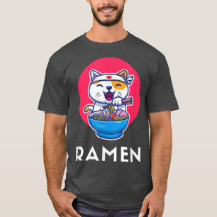 Kat Eating Ramen Japans geluid, Ramen met kat A T-shirt