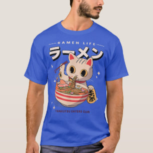 Kat Eating Ramen Japans T-shirt "Cute Kawaii Anime
