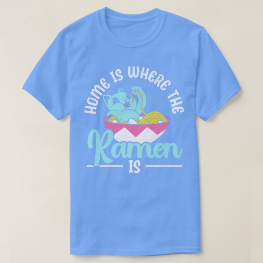 Kat Eating Ramen Kawaii Anime T-shirt (Design voorkant)
