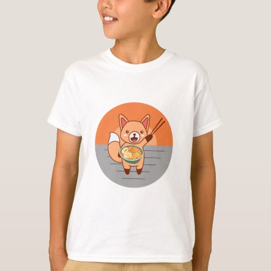 Kat Eating Ramen Noodles T-shirt (Voorkant)