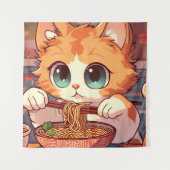 Kat Eating Ramen Noodles Wandkleed (Voorkant)