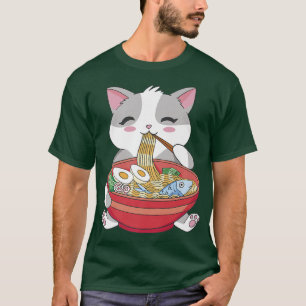 Kat Eating Ramen Pet Food T-shirt