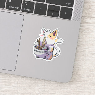 Kat Eating Ramen Sticker