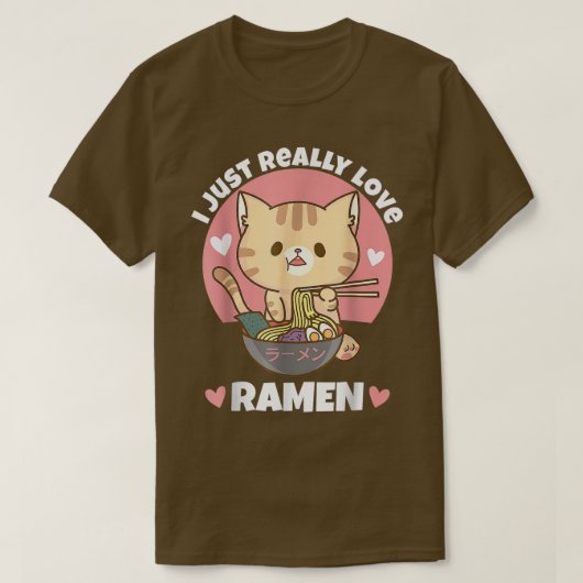 Kat Eating Ramen T-shirt (Design voorkant)