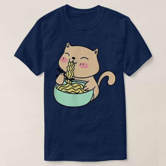 Kat Eating Ramen T-shirt (Design voorkant)