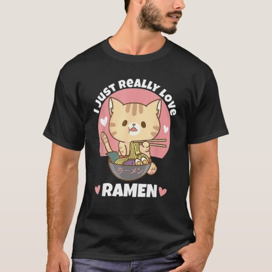 Kat Eating Ramen T-shirt (Voorkant)