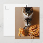 Kat Eating Spaghetti Briefkaart (Voorkant / Achterkant)