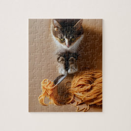 Kat Eating Spaghetti Legpuzzel