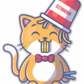 Kat Eating Spaghetti Sticker (Voorkant)