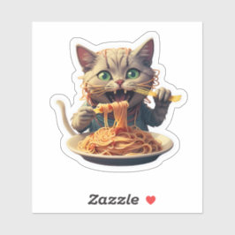 Kat Eating Spaghetti Sticker