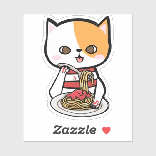 Kat Eating Spaghetti Sticker (Vel)
