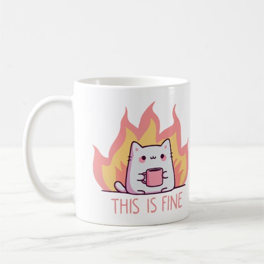 Kat Eén Brand Dit Is Prima Koffiemok (Links)
