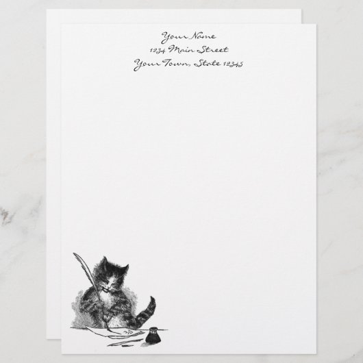 kat Een brief schrijven Custom Briefhoofd (Voorkant / Achterkant)