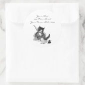  kat Een brief schrijven Ronde Sticker (Tas)