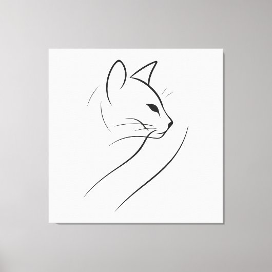 Kat één lijn minimalistisch elegant ontwerp canvas afdruk (Voorkant)