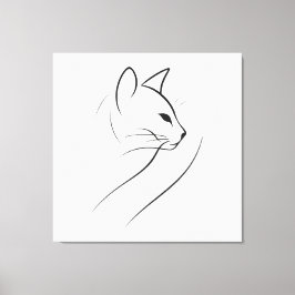 Kat één lijn minimalistisch elegant ontwerp canvas afdruk