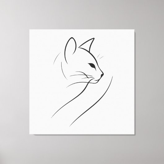 Kat één lijn minimalistisch elegant ontwerp canvas afdruk (Voorkant)