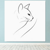 Kat één lijn minimalistisch elegant ontwerp canvas afdruk (Insitu (Houten vloer))
