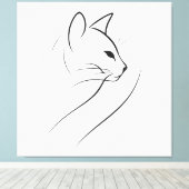 Kat één lijn minimalistisch elegant ontwerp canvas afdruk (Insitu (Houten vloer))