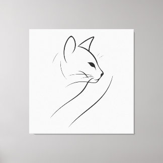 Kat één lijn minimalistisch elegant ontwerp canvas afdruk