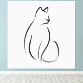 Kat één lijnontwerp canvas afdruk (Insitu (Houten vloer))