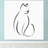 Kat één lijnontwerp canvas afdruk (Insitu (Houten vloer))