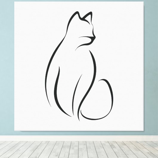 Kat één lijnontwerp canvas afdruk (Insitu (Houten vloer))