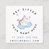 Kat Eenhoorn op de Wolken Huisdier Sitter Dierenve Vierkante Visitekaartje (Voorkant)