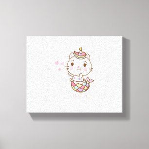 Kat Eenhoorn shirt - Unicat Zeemeermin Kat Ik gelo Canvas Afdruk