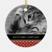 Kat Eerste kerstboomversiering Keramisch Ornament (Voorkant)
