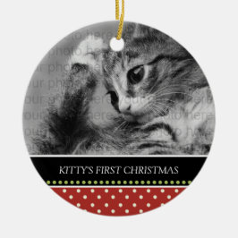 Kat Eerste kerstboomversiering Keramisch Ornament