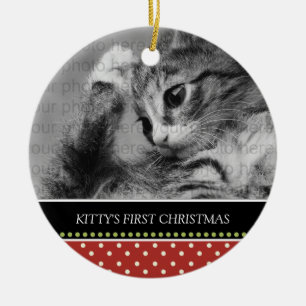 Kat Eerste kerstboomversiering Keramisch Ornament