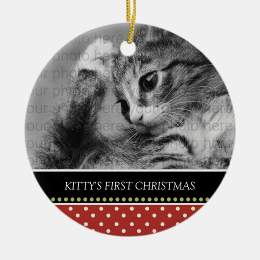 Kat Eerste kerstboomversiering Keramisch Ornament (Voorkant)