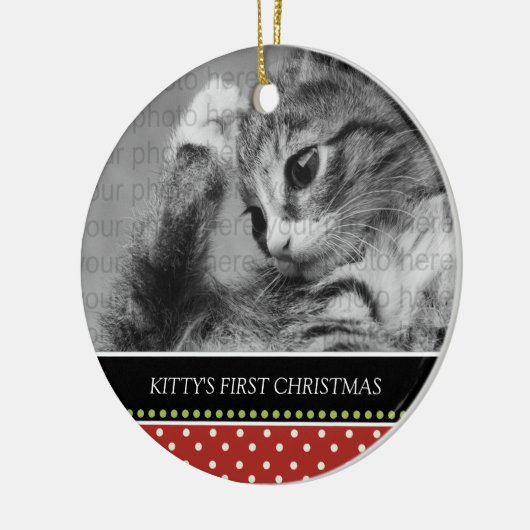 Kat Eerste kerstboomversiering Keramisch Ornament (Links)