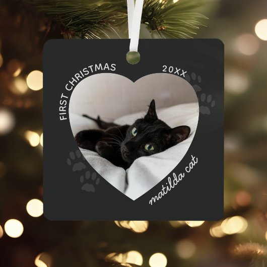 Kat Eerste Kerstfeest Foto-versiering Metalen Ornament