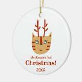 Kat eerste kerstmis keramisch ornament (Links)
