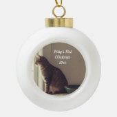 Kat Eerste Kerstmis Keramische Bal Ornament (Voorkant)