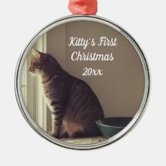 Kat Eerste Kerstmis Metalen Ornament