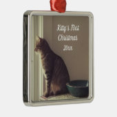 Kat Eerste Kerstmis Metalen Ornament (Rechts)