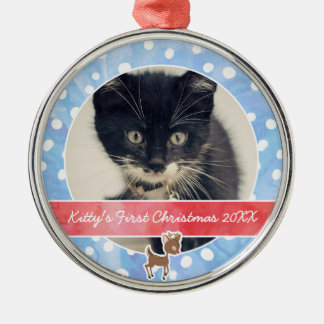 Kat Eerste Kerstmis Rudolph Metalen Ornament