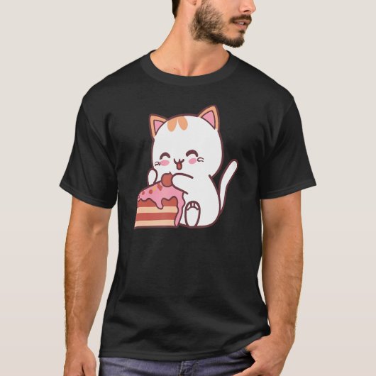 Kat Eet Delicious Cake Snoep Backing T-shirt (Voorkant)