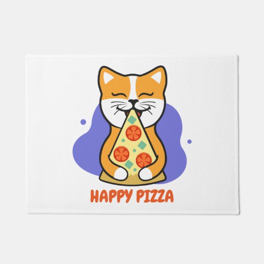 Kat eet een pizza deurmat (Voorkant)