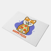 Kat eet een pizza deurmat (Schuin)