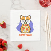 Kat eet een pizza servet (Insitu)