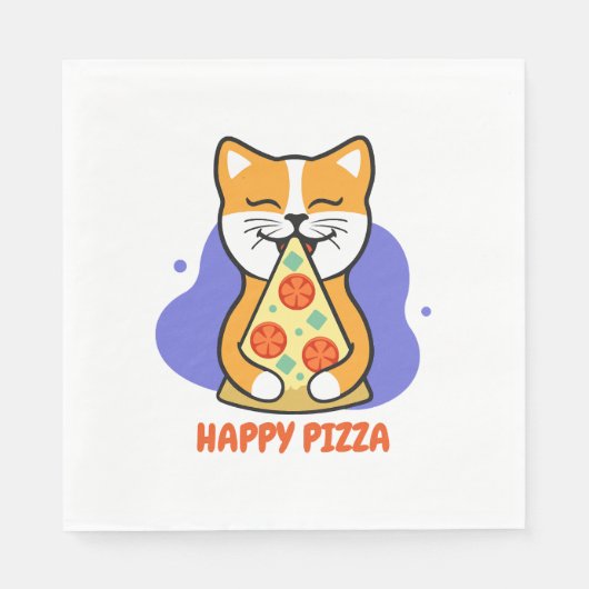 Kat eet een pizza servet (Voorkant)