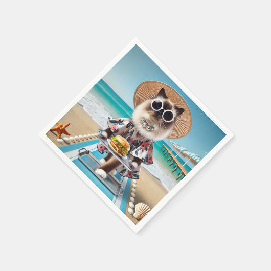 Kat eet hamburger servet (Hoek)