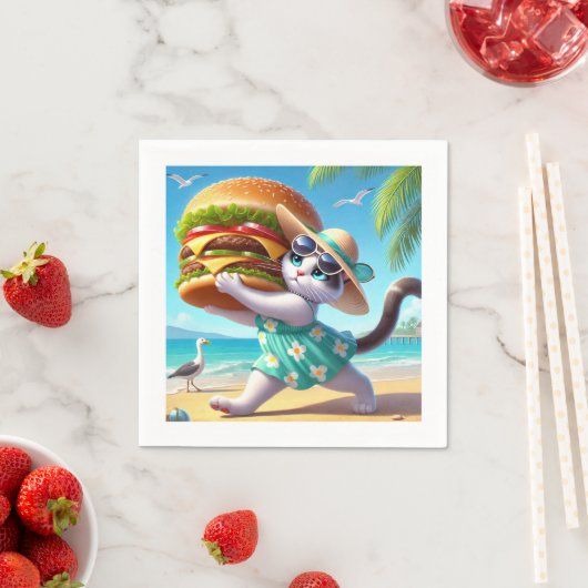 Kat eet hamburger servet (Insitu)