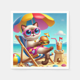 Kat eet hamburger servet